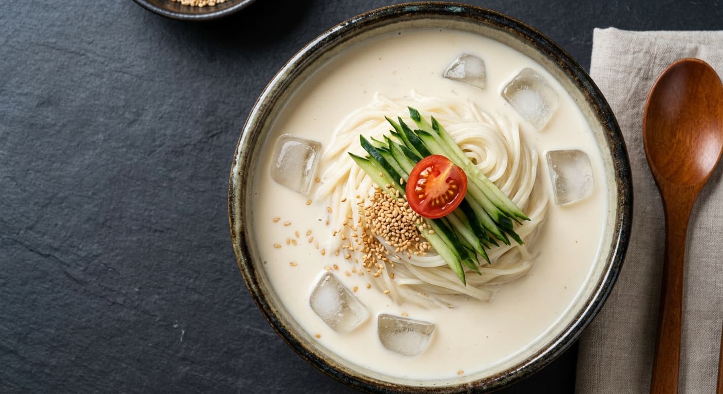 Easy Kongguksu (Korean Chilled Soy Milk Noodle Soup)