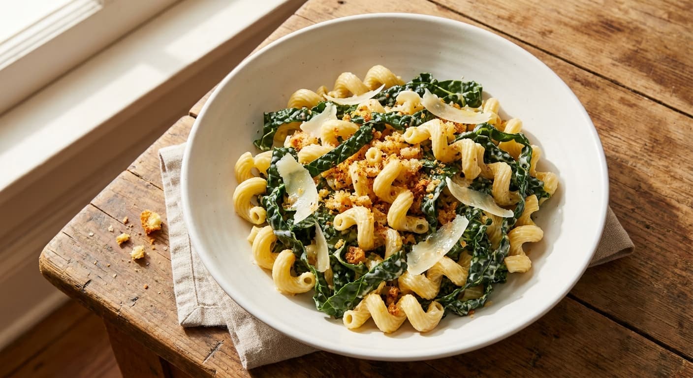 Kale Caesar Pasta Salad