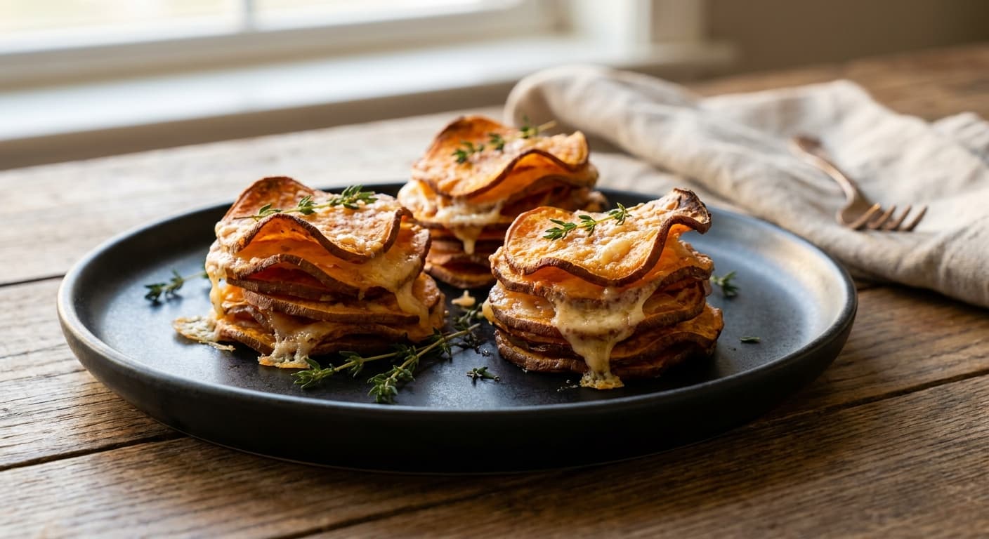 Crispy Roasted Sweet Potato Stacks