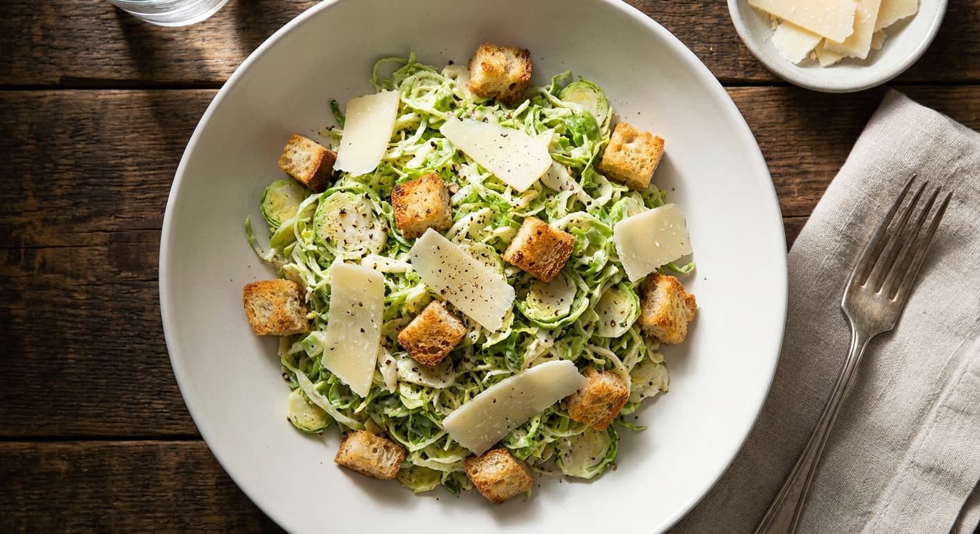 Shaved Brussels Sprouts Caesar Salad