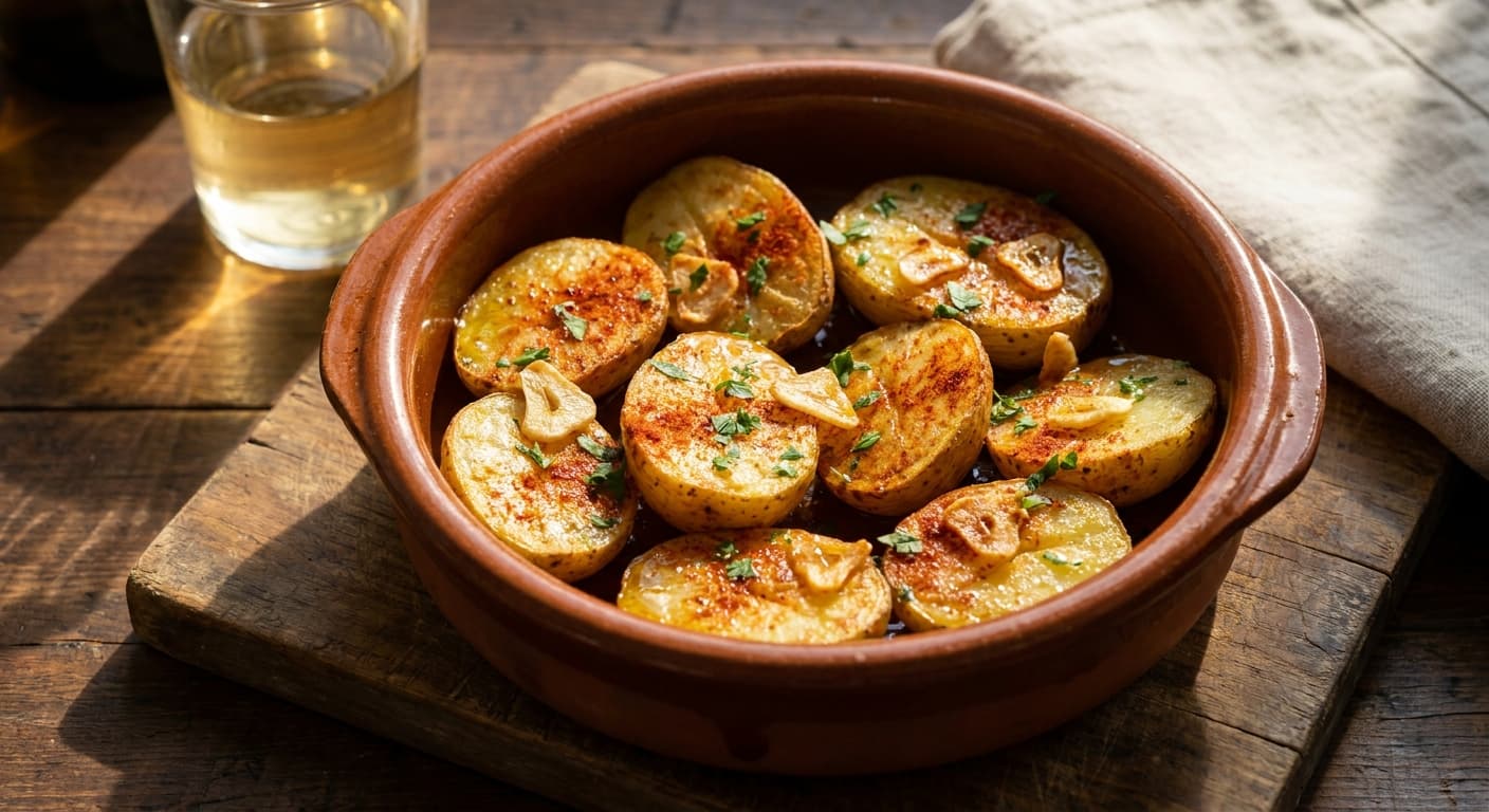 Spanish Helmet Garlic Potatoes (Cascos de Patata al Ajillo)