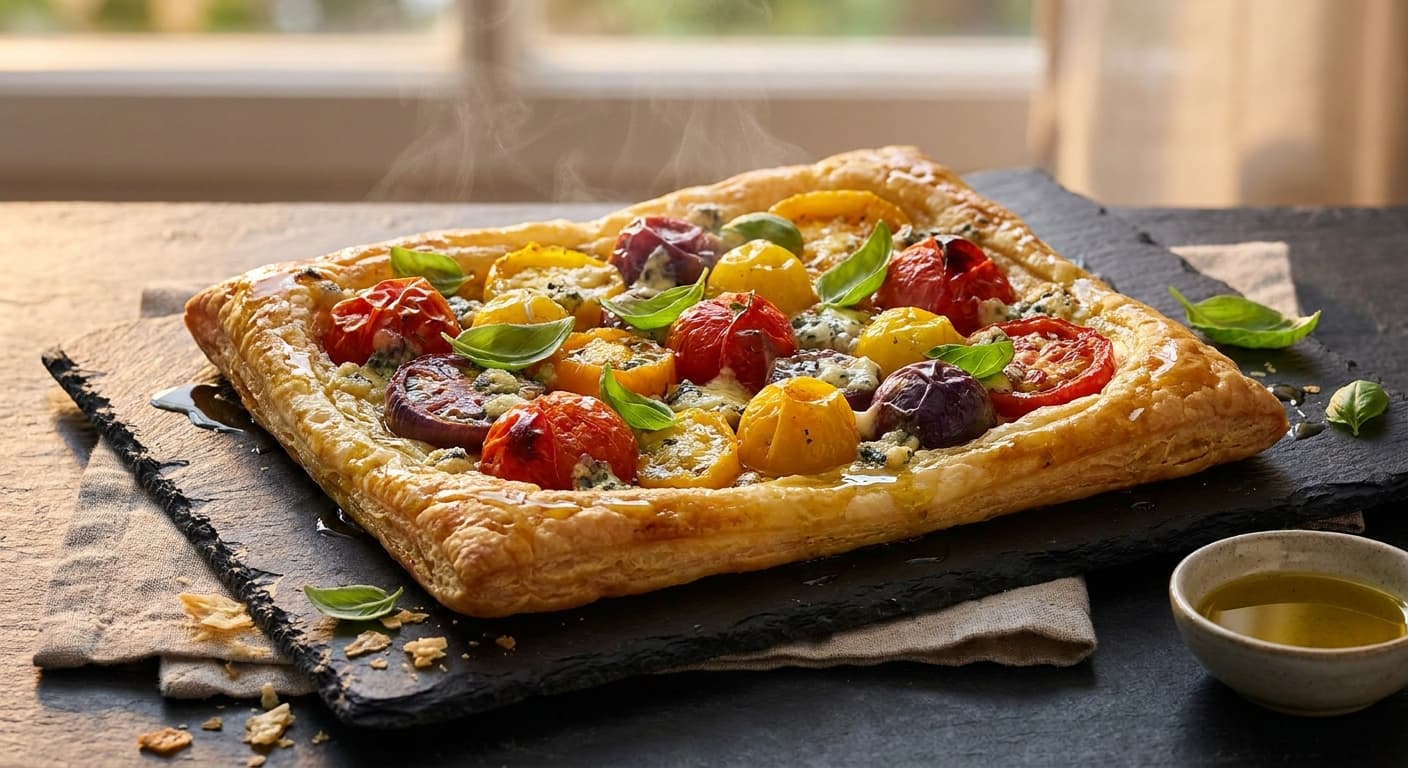 Tomato, Basil, and Blue Cheese Tart